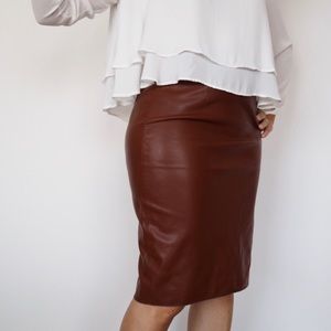 ZARA Faux-Leather Burnt Tan/Brown Skirt